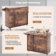 Rolling kitchen island cart in rustic brown with drop leaf top, wine rack, and storage, perfect for small spaces.