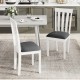 Upholstered wooden dining chairs with padded seats in white, featuring a rubber wood frame, ideal for kitchen or dining.