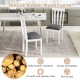 Upholstered dining chair set of 2 with white rubber wood frame and padded seat, ideal for kitchen or dining room use.