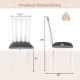 Dimensions of a white dining chair with padded seat, rubber wood frame, suitable for kitchen or dining room use.