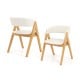 Set of 2 soft padded accent armchairs in natural wood and beige upholstery, ideal for dining rooms and modern spaces.