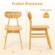 Dimensions of a set of 2 modern dining chairs with curved backrest, natural rubber wood, supporting up to 400 lbs.