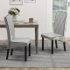 Light gray modern dining chair with high backrest and tufted design, featuring a sturdy rubber wood frame for.