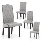 Light gray modern dining chairs with high backrest and tufted design, featuring sturdy rubber wood frames for versatile.