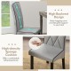 Light gray modern dining chair showcasing high backrest and high-density sponge cushion for comfortable seating.