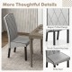 Light gray modern dining chair with elegant tufted design, high backrest, and sturdy rubber wood legs for versatile use.
