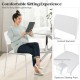 Modern dining chair set of 4 in white with inclined backrest and sturdy metal legs, ideal for comfortable seating.