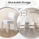 Stackable modern dining chairs set of 4 in white with sturdy metal legs and tilted backrest for versatile seating.