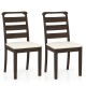 Set of 2 walnut wooden dining chairs with padded seats and ladder backs, perfect for dining rooms and cafes.