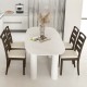 Walnut dining chair set with padded seats and curved backrests, perfect for dining rooms and stylish home decor.