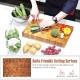 End grain cutting board made from solid teak wood, featuring a knife-friendly surface for versatile kitchen tasks.