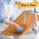 Extra large 24" teak wood cutting board with handle, easy to clean, reversible design for versatile kitchen use.