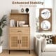 Coffee bar cabinet in oak with rattan doors, adjustable shelves, and anti-tipping kits for kitchen storage.