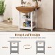 Folding round dining table with drop leaf design, acacia wood veneer, and 2 shelves for small spaces and versatile use.
