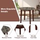 Round dining table with marble-textured veneer, rubber wood legs, and non-slip foot pads for dining or workspace use.