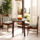 Round dining table with marble-textured veneer and rubber wood legs, perfect for dining and working in elegant spaces.