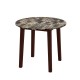 35-inch round dining table with rubber wood legs and marble-textured veneer, perfect for dining and workspace elegance.