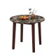 Round 35-inch dining table with rubber wood legs and marble-textured veneer, perfect for dining and working.