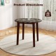 35-inch round dining table with brown rubber wood legs and marble-textured veneer, ideal for dining and workspace.