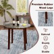 35-inch round dining table with marble-textured veneer and sturdy rubber wood legs, perfect for dining and working.