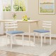 White kitchen side chairs with padded seats and rubber wood frames, ideal for dining or study use.
