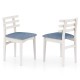 Two fabric kitchen side chairs with rubber wood frame and padded seats in white, ideal for dining or study use.