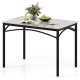 Rectangular modern dining table with grey sintered stone top and black metal frame, perfect for 4 people in various.