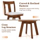 Curved backrest and cross leg structure of a swivel dining chair in walnut finish, ideal for home dining and stability.