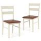Set of 2 white wooden dining chairs with PU leather upholstery and curved backrests for comfort and style.