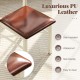Close-up of a wooden dining chair seat in luxurious PU leather, stain-resistant and waterproof, ideal for kitchen use.