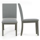 Set of 2 gray upholstered dining chairs with rubber wood legs, featuring a high back for ergonomic support.