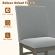 Upholstered dining chair with gray deluxe velvet fabric, featuring a high backrest and rubber wood legs for durability.