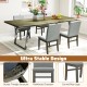 Gray upholstered dining chairs set of 2 with rubber wood legs, featuring ergonomic high backrest and sturdy triangle.