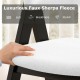 White faux sherpa upholstered dining chair with curved back, crafted from durable rubber wood for stylish kitchen.