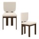 Wooden dining chair set of 2 with rubber wood legs and plush sherpa fabric, perfect for home office or living room use.