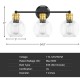 Modern 3-light bubbled glass vanity light with black iron frame and golden sockets, ideal for bathroom or vanity decor.