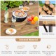 Outdoor patio dining table set made of solid acacia wood, featuring a thickened tabletop and 2-inch umbrella hole.