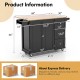 Falling Leaf Kitchen Island Trolley Cart with wood countertop, storage cabinet, and wheels for easy mobility in the.