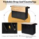Foldable drop-leaf countertop kitchen island trolley cart with wood storage, ideal for maximizing workspace in small.