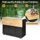 Rubber wood tabletop of the Falling Leaf Kitchen Island Trolley Cart, featuring a drop-leaf design for versatile.