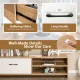 Close-up of the TV stand's smooth surface and long handle, featuring buffering slides for safety and easy access.