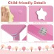 Child-friendly pink kids desk features waterproof surface, rounded corners, and reinforced connections for safety and.