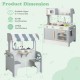 Double-sided kids pretend kitchen playset in gray with 2-seat cafe, featuring realistic cooking accessories and ample.
