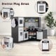 Kids Corner Pretend Kitchen Playset featuring a separated washing basin, oven, and blackboard for imaginative play.