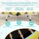 64-inch kids trampoline in yellow with detachable canopy, safety enclosure net, and durable galvanized steel springs.