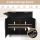 Heavy duty rolling kitchen cart in black with two drawers and ample storage space, ideal for extra counter space.