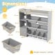 4-tier kids bookshelf and toy storage rack in grey with 8 removable bins for organizing toys and books, ideal for.