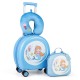 Kids luggage set featuring a 14" hardside spinner suitcase and 10" backpack in blue with a mermaid design, perfect for.
