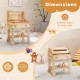 Kids wooden barbecue grill playset with wheels, 25 BBQ accessories, ideal for playrooms and outdoor fun.