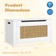 Kids rattan toy storage box with flip top lid, safety hinge, and cut-out handles, ideal for organizing kids' items.